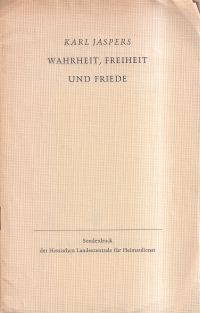 Jaspers, Wahrheit, Freiheit und Friede. (Umschlag)
