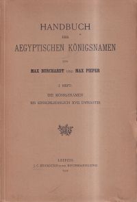 Burchardt, Handbuch der aegyptischen Königsnamen, Heft 1: (Umschlag)