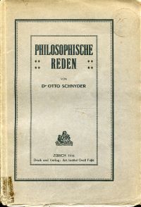 Schnyder, Philosophische Reden. (Umschlag)