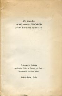 Fränkel, Den Freunden, die mich durch ihre Glückwünsche zum 80. Geburtstag erfre (Umschlag)