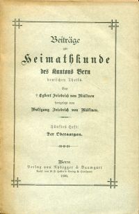 Mülinen, Beiträge zur Heimathkunde des Kantons Bern deutschen Theils. Fünftes He (Umschlag)