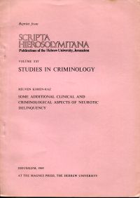 Kohen-Raz, Some additional clinical and criminological Aspects of neurotic delin (Umschlag)