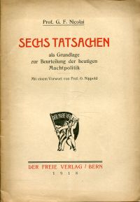 Nicolai, Sechs Tatsachen als Grundlage zur Beurteilung der heutigen Machtpolitik (Umschlag)