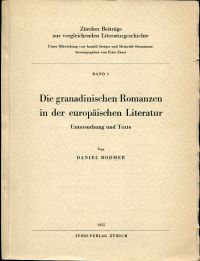 Bodmer, Die granadinischen Romanzen in der europäischen Literatur. (Umschlag)