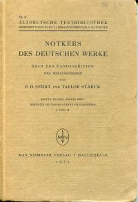 Sehrt, Notkers des deutschen Werke, nach den Handschriften neu herausgegeben. (Umschlag)