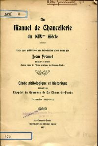 Franel, Un manuel de chancellerie du XIVme siècle. (Umschlag)