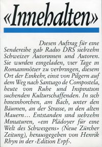 Rhyn, Innehalten. (Umschlag)