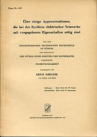 Schultze, Über einige Approximationen, die bei der Synthese elektrischer Netzwer (Umschlag)