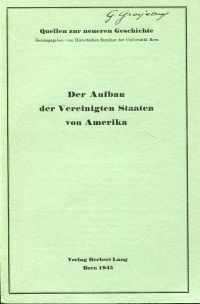 Hochuli, Der Aufbau der Vereinigten Staaten von Amerika. (Umschlag)