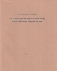 Kress, Die Bedeutung eines wissenschaftlichen Verlages für die Entwicklung der l (Umschlag)