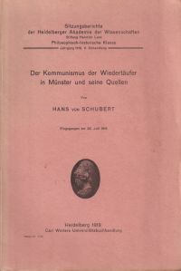 Schubert, Kommunismus der Wiedertäufer (Umschlag)