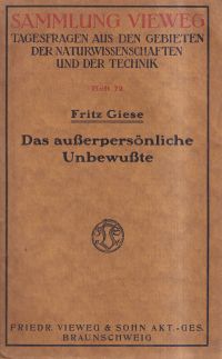 Giese, Das ausserpersönliche Unbewusste. (Umschlag)